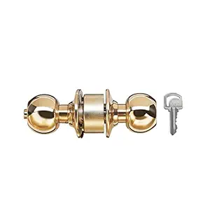 Godrej Classic Cylindrical Lock for Door, Suitable for Left or Right, Inside & Outside Opening Doors, Brass Finish Cylindrical Lock for Home & Office Door (Gold, with 3 Keys)