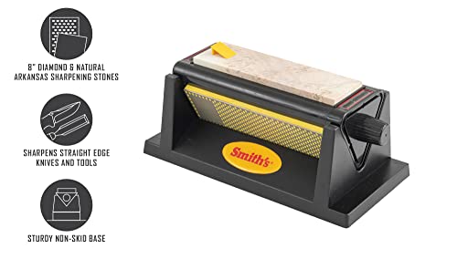 Smith’s 50008 8” Diamond Tri-Hone Bench Stone - Fine, Medium, & Coarse Stones - 3-Way Honing & Sharpening System - Nonslip Rubber Feet - Restore Tools, Hunting, Kitchen, Fishing & Pocket Knives #TOP2