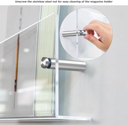 2 Pack Acrylic Wall Magazine Rack - Clear Brochure Holder for Wall Mount, Floating Bookshelves, Literature Storage, Record Holder for Office & Home (Size: 47.2in)