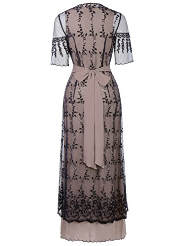 Belle Poque Victorian Titanic Maxi Dress Tea Party Gown Antique Dress (Small, Coffee) #TOP1