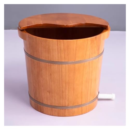 Bañera de madera maciza para pies con tapa y ruedas