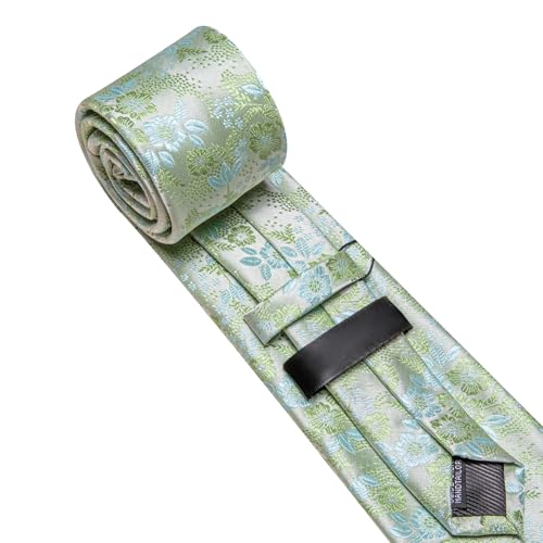 Image of Barry.Wang Men Tie Set Floral Paisley Silk Necktie Pocket Square Cufflinks Formal Wedding Party Business