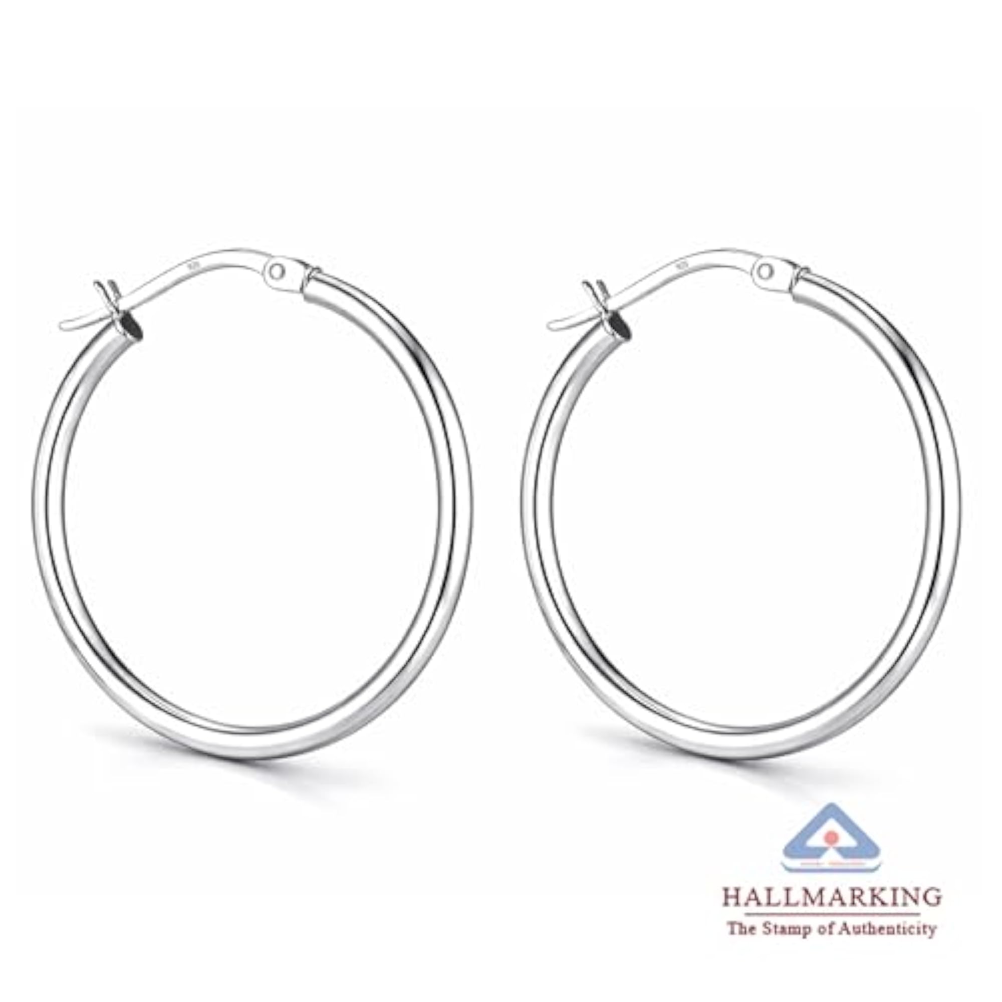 925 Sterling Silver Hallmarked Classic Click Top Small Hoop Earrings
