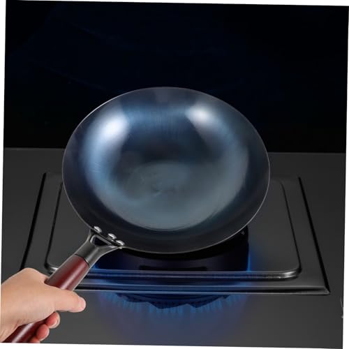 Wok tradicional de hierro con mango de madera antidedente miniatura 4