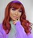 AISI QUEENS Long Wavy Ginger Wig Red Orange Wig with Bangs For Women Natural Curly Synthetic Orange Hair Lolita Wig with Wig Cap