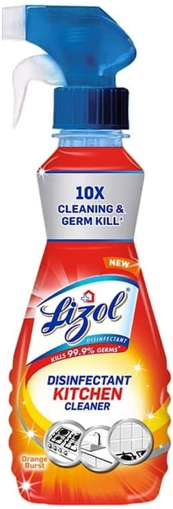 Lizol Kitchen Cleaner Spray - 250 ml | Suitable for all Kitchen Surfaces, Gas Stove, Countertop, Tiles, Chimney and Sink | Kills 99.9% germs