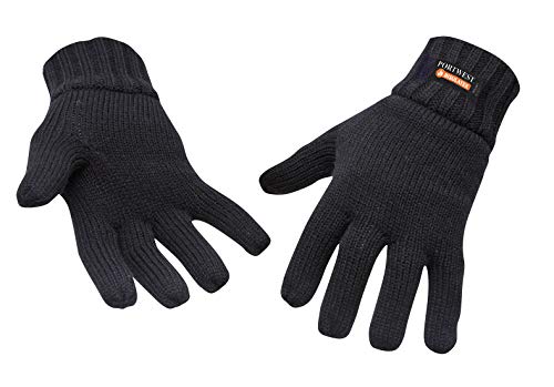 Portwest Knit Glove Insulatex Lined, Size: One Size, Colour: Black, GL13BKR