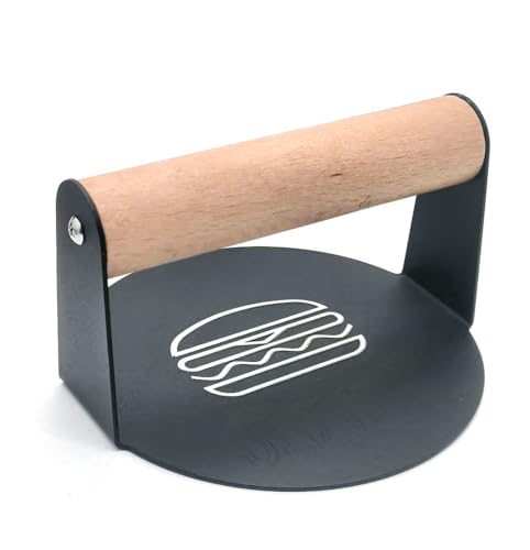 JNXHON 5.5INCH Hamburger Smash Press, Sandwiches Flat Top Grilling Sear Sizzle Griddle Accessories Burger Smash King Gifts for Men and Dad