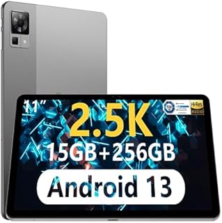 DOOGEE T30 Pro 11 Inch 2.5K Tablet 2023, 15GB+ROM 256GB (TF 2TB), 20MP/8MP Camera Tablet, Android 13, 4G-LTE, 2.4GHz&5GHz Wi-Fi Tablet, Face unlocking & Bluetooth 5.2, 8580mAh, Grey