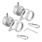 Miayaya 2 Pack Flag Pole Rings Aluminum Alloy Flagpole Rings 360° Rotating Anti Wrap Flag Mounting Ring, Spinning Flag Pole Clips with Carabiner for 0.75-1.02 Inch Diameter (Silver)