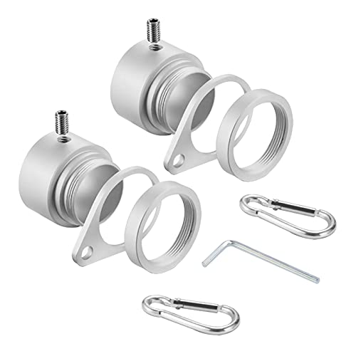 Miayaya 2 Pack Flag Pole Rings Aluminum Alloy Flagpole Rings 360° Rotating Anti Wrap Flag Mounting Ring, Spinning Flag Pole Clips with Carabiner for 0.75-1.02 Inch Diameter (Silver)