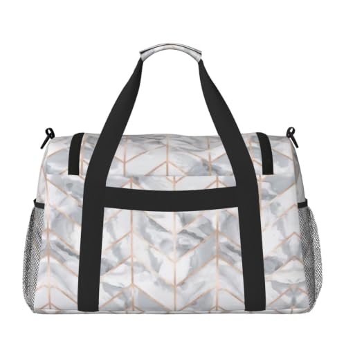 Bolsa de viaje plegable de mármol dorado rosa grande e impermeable 2