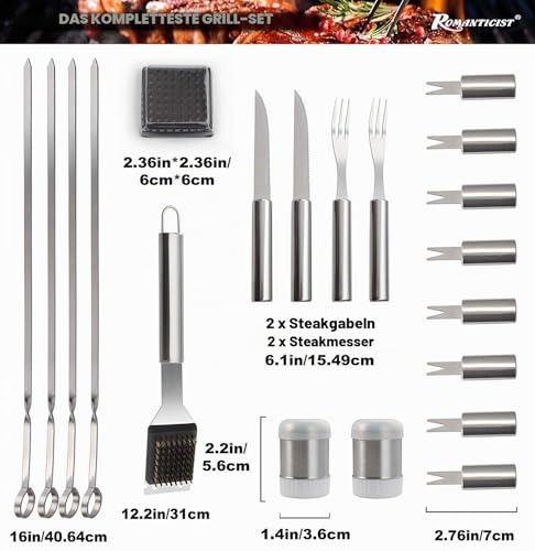 28-teiliges Grillzubehör Set für Männer – Premium Edelstahl Grillkoffer mit Grillmatte, Grillbesteck Papa… – Ansicht 3