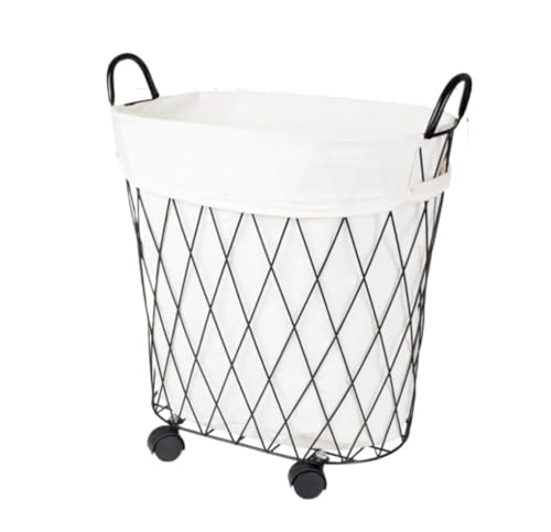 Panier à linge en métal idéal pour la buanderie avec son grand sac en tissu amovible