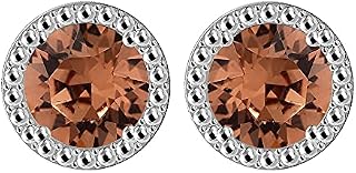 European Crystal Earrings For Women Studs, Sterling Silver Stud Earrings For Women, Birthstone Earrings Sterling Silver