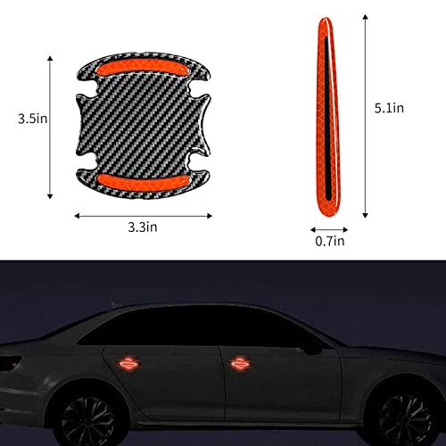 Lanzmyan Car Door Handle Protector Reflective Sticker Universal Auto Carbon Fiber Door Handle Anti Scratch Cover Guard 8Pcs Red #TOP4