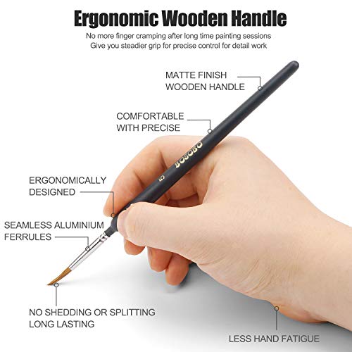 Bosobo Miniature Paint Brushes Detail Set, 8 Pcs Fine Tipped Small Artist Paintbrushes For Acrylic Oil Watercolor Painting, Rock, Micro Model, Nail Art, Craft & Paint By Number, Travel Case Included #TOP3