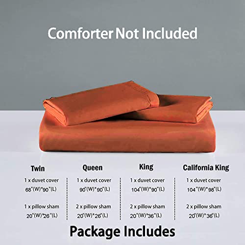 Nanko Queen Duvet Cover Set Burnt Orange 3Pc 90X90 Luxury Microfiber Comforter Quilt Bedding Cover With Deco Buttons Zip Closure Ties - Modern Elegant Style For Men And Women Chambray Teen Terracotta #TOP7