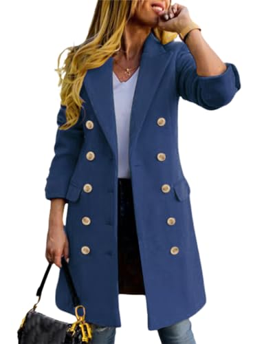 Manteau en laine pour femme à double boutonnage élégant d'automne