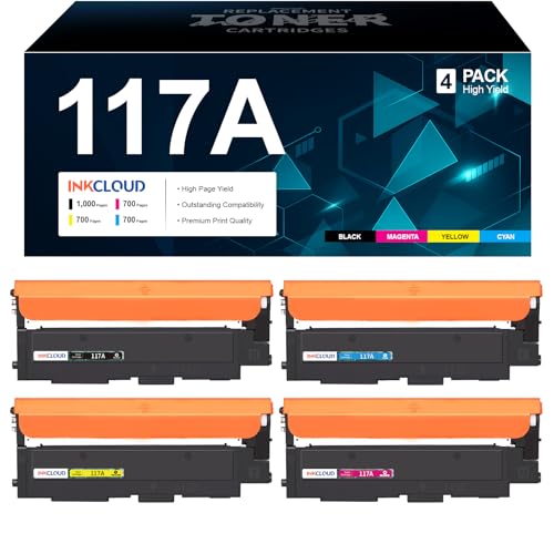 117A Toner Cartridges Compatible with HP 117A 117 Colour Laser MFP 150nw 150a 179fwg 178nwg 179fnw 178nw 179 178 150 W2070A W2071A W2072A W2073A 4-Pack (Black Cyan Yellow Magenta)