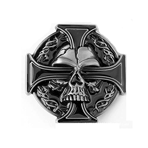 Publisit - Hebilla de cinturón para hombre, original, calavera y cruz, cierre de ardillon de metal para motorista, ceinturón Cover
