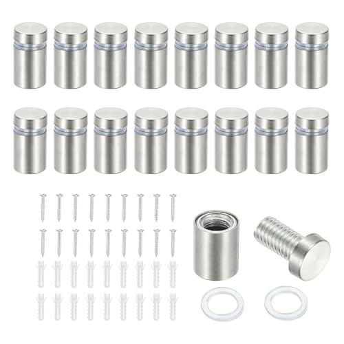 PATIKIL 1/2x0.79" スタンドオフスクリュー 16個 ステンレススチール スタンドオフ ウォールマウント ウォールサイン マウンティングハードウェア 広告 スタンドオフ ネイル アクリルサイン 額縁掛け シルバー