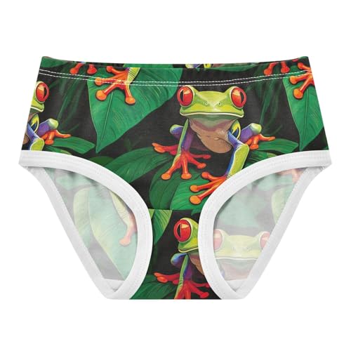 Joisal Toddler Underwear Floral 2t Cotton Cute Panties Girl Fun Kids Briefs Undies Tree Frog Lush Tropical Green