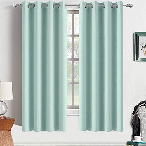 Yakamok Treatment Blackout Thermal Insulated Room Darkening Solid Grommet Curtains/Drapes for Bedroom,Bonus 2 Tie Backs Included (Aqua,52x72-inch, 2 Panels)