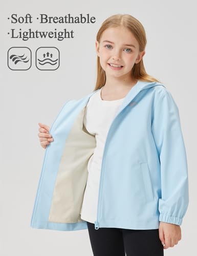 Image of Kids Rain Jacket Lightweight Waterproof Rain Coats Outerwear with Hood for Boys Girls Size 5-15