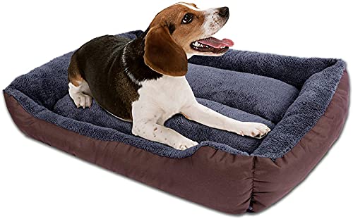 Image of Royal Pets Cart Washable Dog Bed XXL Size - Soft Pet Bed for Dogs, Fiber Cushion, Grey & Brown, (95L x 73W x 22H cm)