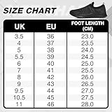 Mens Womens Slip On Trainers Casual Nordic Walking Shoes Breathable Running Shoes Nurse Work Shoes Lightweight Tennis Shoes Soft Mesh Gym Workout Sneakers Black Grey EU43 Convert UK9 - Image 7