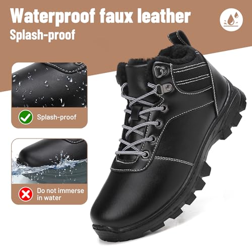 ricema Winterschuhe Herren Damen Winterstiefel Warm Gefüttert Schneestiefel Leicht Wanderschuhe Trekkingschuhe Rutschfest Stiefe, Schwarz 40 EU
