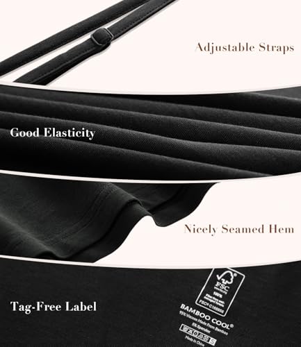 BAMBOO COOL Womens Chemise Sleepshirts with Adjustable Spaghetti Strap Homewear Soft Tank Nightgown3