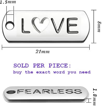 SINGLE PIECE Engraved Word Charm Pendant Of Your Choice for Jewelry Making - Zinc Alloy Gold or Silver Colored Charms for Necklace & Bracelet, Imported, Ships from California. - Image 3