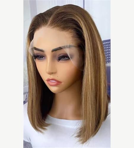 Perruque lace front transparente en coupe au carré blond d'une densité supérieure