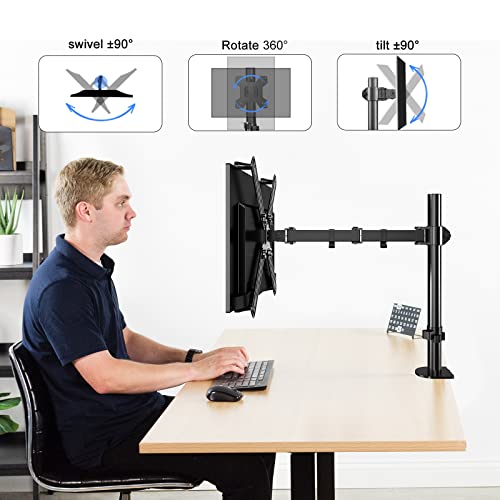 Non-VESA Single Monitor Arm Desk Mount with VESA Adapter Brackets, Holds Screens up to 27inches Without VESA Holes, Fully Adjustable Stand with C-Clamp, Grommet Base by Pholiten - Image 3