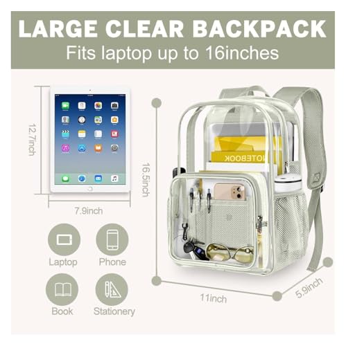 Clear Backpack Heavy Duty, Stadium Approved PVC Transparent Backpack for School, Work, Travel - Adjustable Straps, Waterproof4