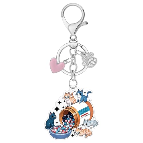 Ximalun SEROTONIN BOOSTER Keychain for Cat Lovers,Psychology Keychain Funny Cute