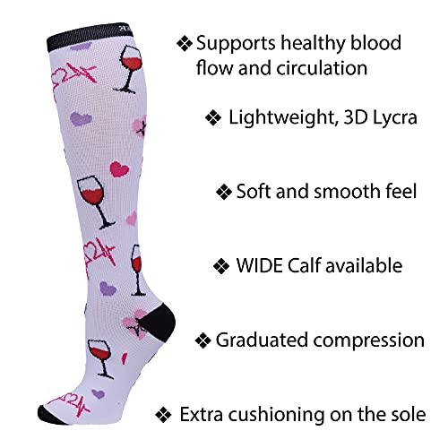 Cherokee Printsupport Women 12 Mmhg Support Socks, Plus Tall, Neon Hearts #TOP3