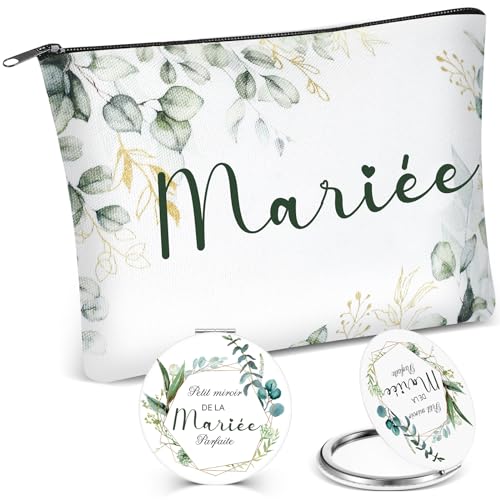 Namalu - Namalu Cadeaux de Mariée Trousse de Maquillage de Mariée Miroir Pliant Mariée Sac à Cosmétiques de Mariée Miroir de Maquillage Accessoires de Voyage Décoration de Fête pour Mariage Douche Nuptiale