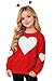 Girls Valentines Day Sweatshirt Kids White Hearts Knit Sweaters Love Crew Neck Outfit Tops Red 11-12 Years