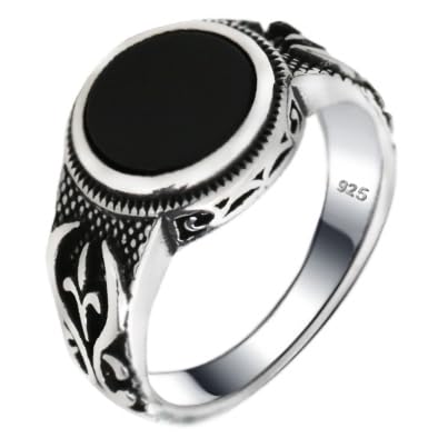 milano palace jewelrySolid 925 Sterling Silver Onyx Stone Anatolian Turkish Handmade Ottoman Men's Ring
