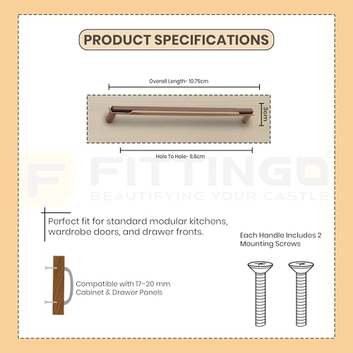 Image of 4 Inch Premium Cabinet Handles Zinc Alloy Material, 1341 G Bronze with G Brown Finish, Durable Drawer Pulls for Kitchen Cabinets, Cupboards, Wardrobes & Furniture Hardware - Pack of 10