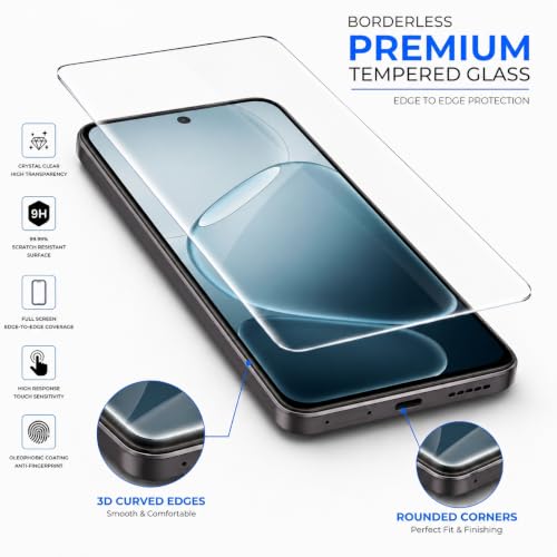 Image of ArmourPro 3D Borderless Tempered Glass for Oppo F31 Pro and Oppo F31, HD Clear Curved Edge to Edge Screen Protector, 9H Hardness, Oleophobic Coating, Case Friendly | Pack of 1