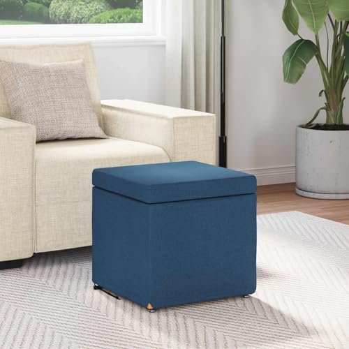 Tabouret de bar simple avec coussin doux bleu et structure en bois