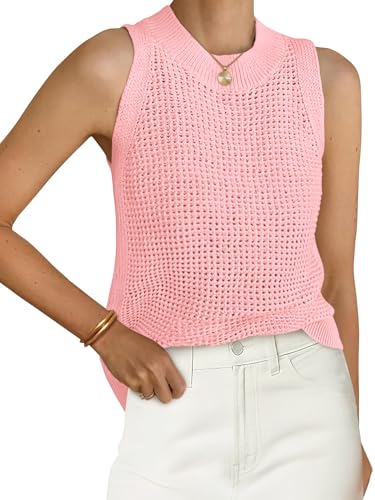 Image of PRETTYGARDEN Womens Summer Crochet Tank Tops Knit Sweater