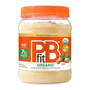 PBfit 30 Ounce Organic Peanut Butter Powder, Powdered Peanut Spread from Real Roasted Pressed Peanuts, 7g of Protein 7% DV, Gluten-Free, 60 calories, 87% less fat (Pack of 1)