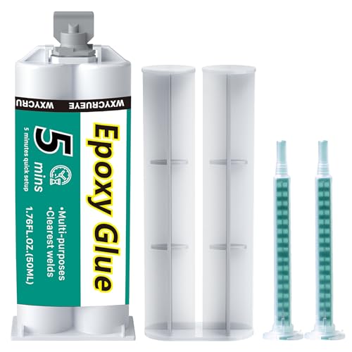 Image of 5 Minute Epoxy Glue All Purpose | Fast Cure Clear Epoxy Resin Adhesive for Plastic, Metal, Wood, Ceramic & Fiberglass | Two Part epoxy Glue