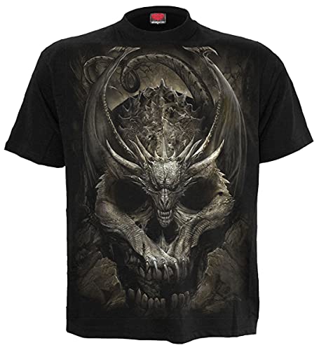 T-Shirt Noir Regular Homme Spiral Skull pour remplacer les hauts déformés par le lavage