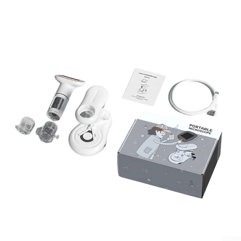 Microscopio digitale con ingrandimento 1000x, schermo LCD da 5,1 cm, fotocamera HD 1080p, USB, per bambini, laboratorio scientifico, corpo in metallo (set completo)